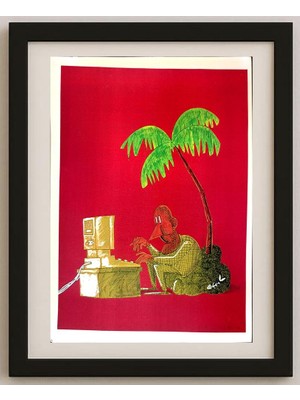 Karikatural Midhat Ajanovic 29X21CM Orijinal Karikatür Tablo