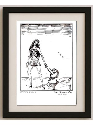 Karikatural Mihai Pinzaru 21X15CM Orijinal Karikatür Tablo