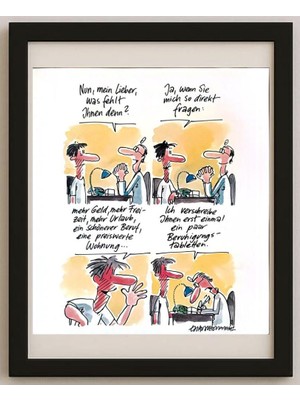 Karikatural Erich Rauschenbach 33X30CM Orijinal Karikatür Tablo