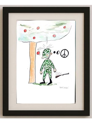 Karikatural Michael Tetievski 29X21CM Orijinal Karikatür Tablo