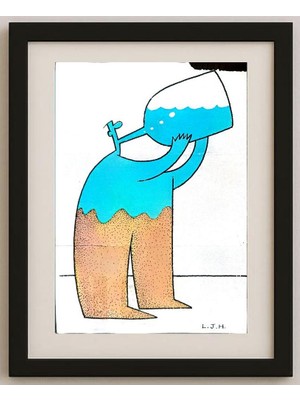 Karikatural Li Jinghua 29X21CM Orijinal Karikatür Tablo