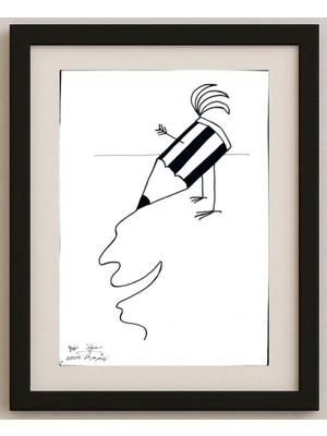 Karikatural Masoud Ziaei Zardkhashosei 29X21CM Orijinal Karikatür Tablo