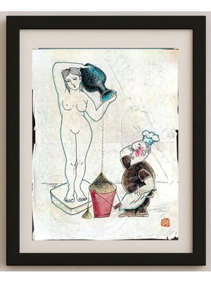 Karikatural Wang Rui Sheng 33X27CM Orijinal Karikatür Tablo