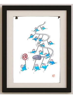 Karikatural Wang Rui Sheng 29X21CM Orijinal Karikatür Tablo