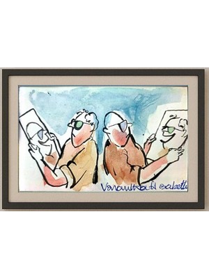 Karikatural Vasantha Hosabettu 13X 9cm Orijinal Karikatür Tablo