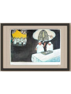 Karikatural Ren Yide 29X21CM Orijinal Karikatür Tablo