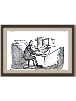 Karikatural Moradizadeh 29X21CM Orijinal Karikatür Tablo