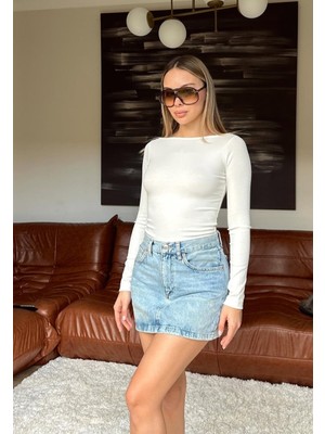 EAS Giyim Kadın Kayık Yaka Uzun Kolu