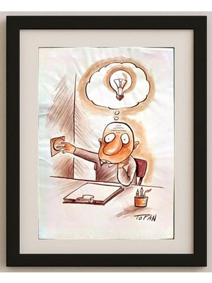 Karikatural Cristian Topan 29X21CM Orijinal Karikatür Tablo