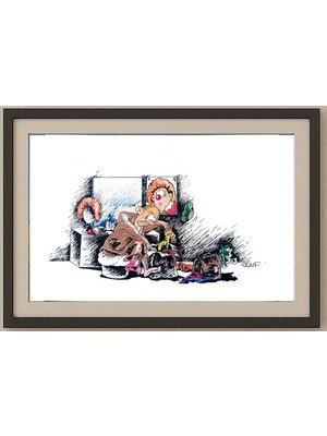 Karikatural Oleg Loktiev 29X21CM Orijinal Karikatür Tablo