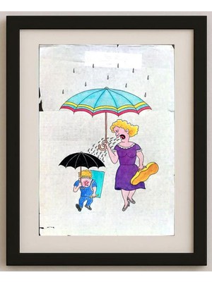 Karikatural Wang Zhu Hua 29X21CM Orijinal Karikatür Tablo