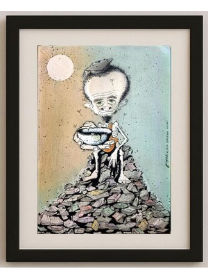 Karikatural Gholamreza Azimi 29X21CM Orijinal Karikatür Tablo