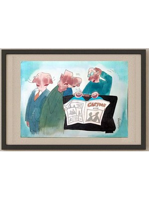 Karikatural Ye Ting 29X21CM Orijinal Karikatür Tablo