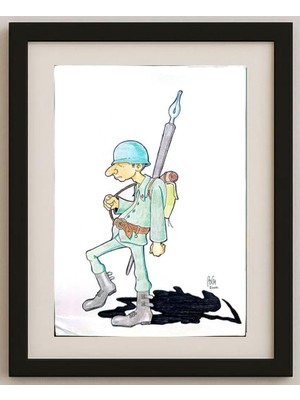 Karikatural Bozidar Vucelic 33X23CM Orijinal Karikatür Tablo