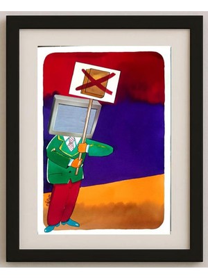 Karikatural Waleed Naif Mohammed 29X21CM Orijinal Karikatür Tablo