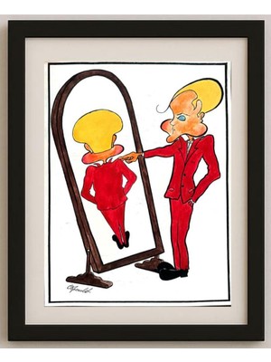 Karikatural Obrenovic Milivoje 35X25CM Orijinal Karikatür Tablo