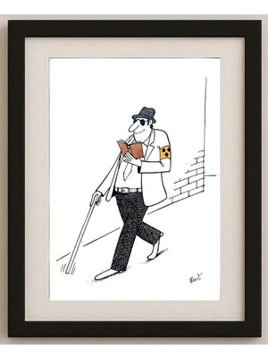 Karikatural Jaw Bubla 29X21CM Orijinal Karikatür Tablo