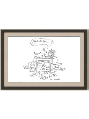 Karikatural Marie Marcks 23X21CM Orijinal Karikatür Tablo