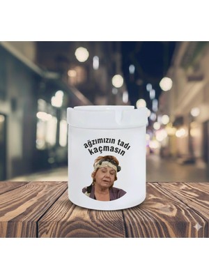 Sartre Art "yaprak Dökümü Hayriye Ağzımızın Tadı Kaçmasın"  Tasarımlı Hediyelik  Kokusuz Söndür At Küllük Kül Tablası