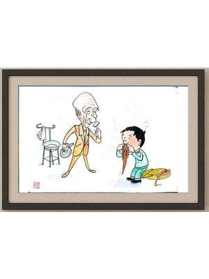 Karikatural Li Pei Gen 29X21CM Orijinal Karikatür Tablo