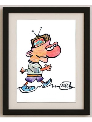 Karikatural Sergio Mas 24X18CM Orijinal Karikatür Tablo