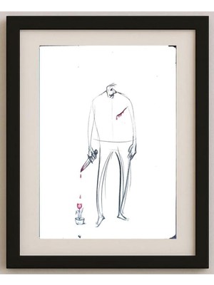 Karikatural Mohsen Divandari 28X19CM Orijinal Karikatür Tablo