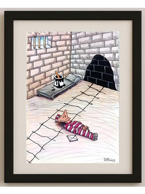 Karikatural Seyran Caferli 43X30CM Orijinal Karikatür Tablo