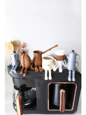 Khi-Zai 6'lı Ayaklı Kahve Seti - Moka Pot - Kahve Tanesi - Çaydanlık - Cezve - Kahve Bardağı - Bardak