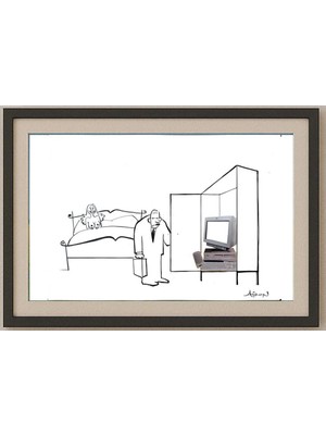 Karikatural Airon Barretode Lacerda 43X30CM Orijinal Karikatür Tablo