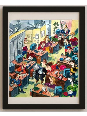 Karikatural Franziska Becker 29X27CM Orijinal Karikatür Tablo