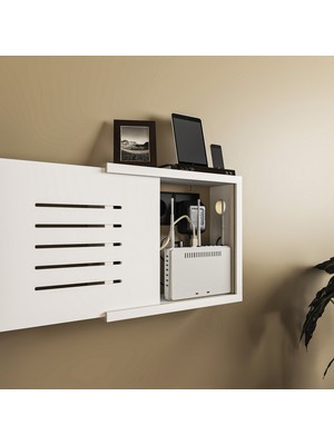 CATCHME Wi-Fi Modem Kutusu - Sürgü Kapaklı Beyaz Suntalam Kablo Düzenleyici