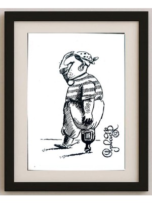 Karikatural Arkadi Saltykov 11X7CM Orijinal Karikatür Tablo