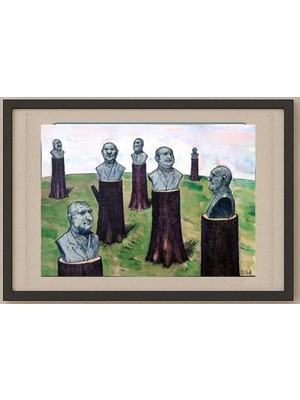 Karikatural Ilian Savkov 43X30CM Orijinal Karikatür Tablo