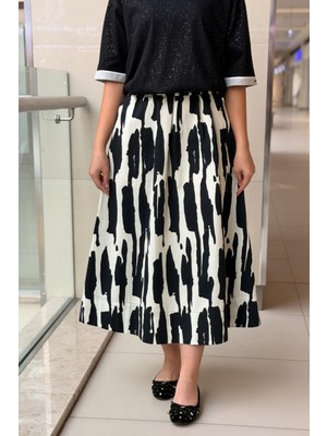 Sentez 5476 Zebra Desenli Kloş Etek