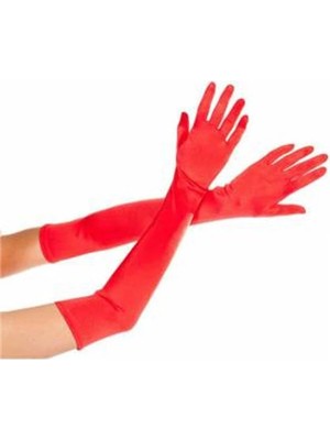 BT Teknik Kırmızı Saten Abiye Eldiveni