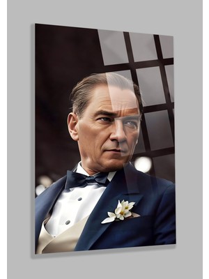 Marsilyan Ultra Yüksek Çözünürlüklü Bordo Atatürk Tablosu 4mm Kırılmaz Cam Tablo Ev, Salon, Hediyesi