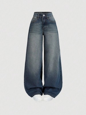 8line Yeşil Tint Baggy Salaş Cepli Bol Kesim Kot Pantolon