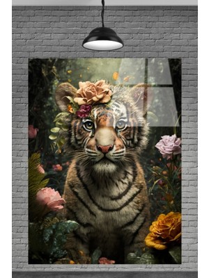 Marsilyan  Tatlı Yavru Kaplan Cam Tablosu