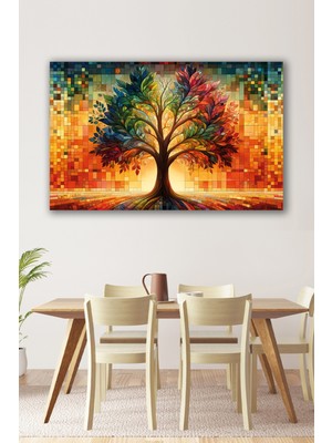 Marsilyan Hayat Ağacı Çok Renkli Modern Soyut Cam Tablo Ev Ofis Salon Hediyelik Soyut Büyük Tablo