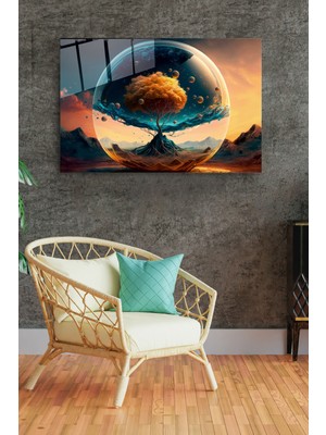 Marsilyan Gold Ağaç Cam Tablo, Dekoratif Cam Tablo