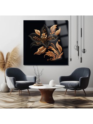 Marsilyan Gold Harika Ultra Yüksek Çözünürlük Kare Cam Tablo Ev Iş Yeri Ofis Hediyesi Soyut Tasarım Tablo