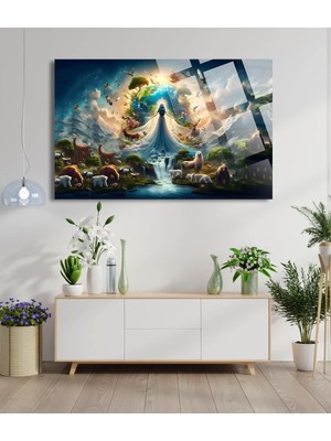 Marsilyan Hayat Ağacı, Yaşam Ağacı 4mm Lüks Kırılmaz Temperli Yüksek Çözünürlüklü Cam Tablo