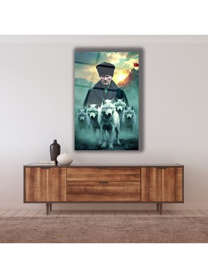 Marsilyan Atatürk ve Bozkurtlar Cam Tablo