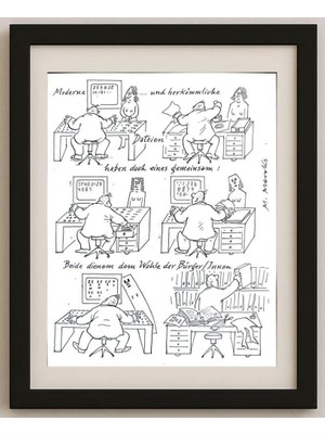 Karikatural Marie Marcks 24X18CM Orijinal Karikatür Tablo