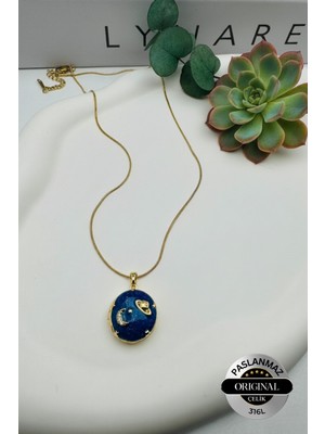 Gezegen Model Açılabilir Kapaklı Dorika Zincirli Çelik Kolye