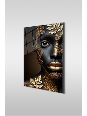 Marsilyan Afrikalı Kadın 2 Modern Dikey Cam Tablo