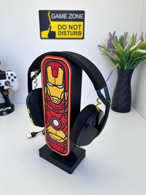 3dpazarıcom 3D Baskı Iron Man Tasarımlı Ledli Kulaklık Tutucu