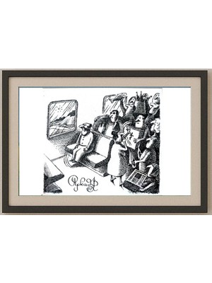 Karikatural Arkadi Saltykov 11X11CM Orijinal Karikatür Tablo