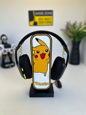 3dpazarıcom 3D Baskı Pikachu Tasarımlı Ledli Kulaklık Tutucu