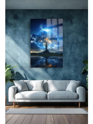 Marsilyan Harika Ağaç Tasarımı Kırılmaz Cam Tablo Ev Hediyesi Iş Yeri Hediyesi Cam Tablo